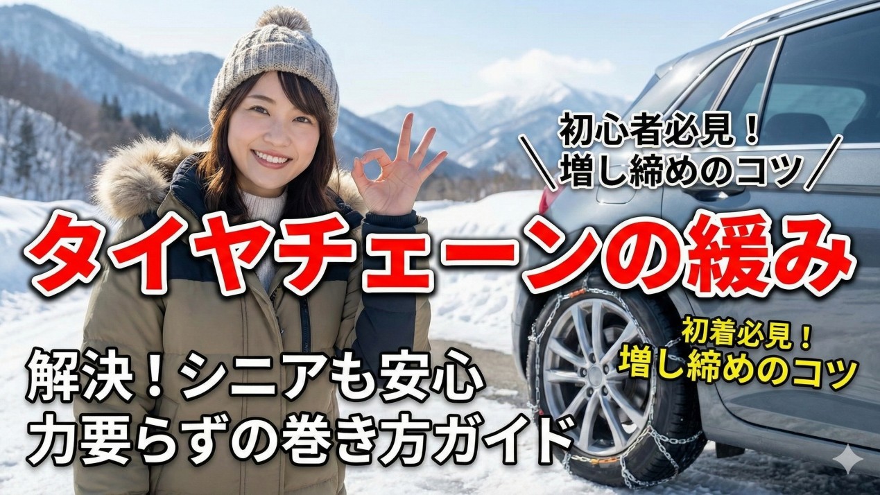 タイヤチェーンの緩み対策！